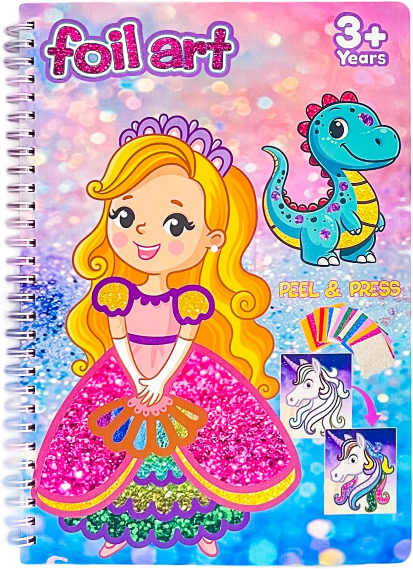HBKJFoil-Fun Art Gift for Girls - Magic Princess Gifts Foil Art Craft Stickers Book Supplies for Girls 4-5-6-7-8-9 Year Old Toddler Kids Activity Kit Travel Toys Christmas Birthday Gifts
