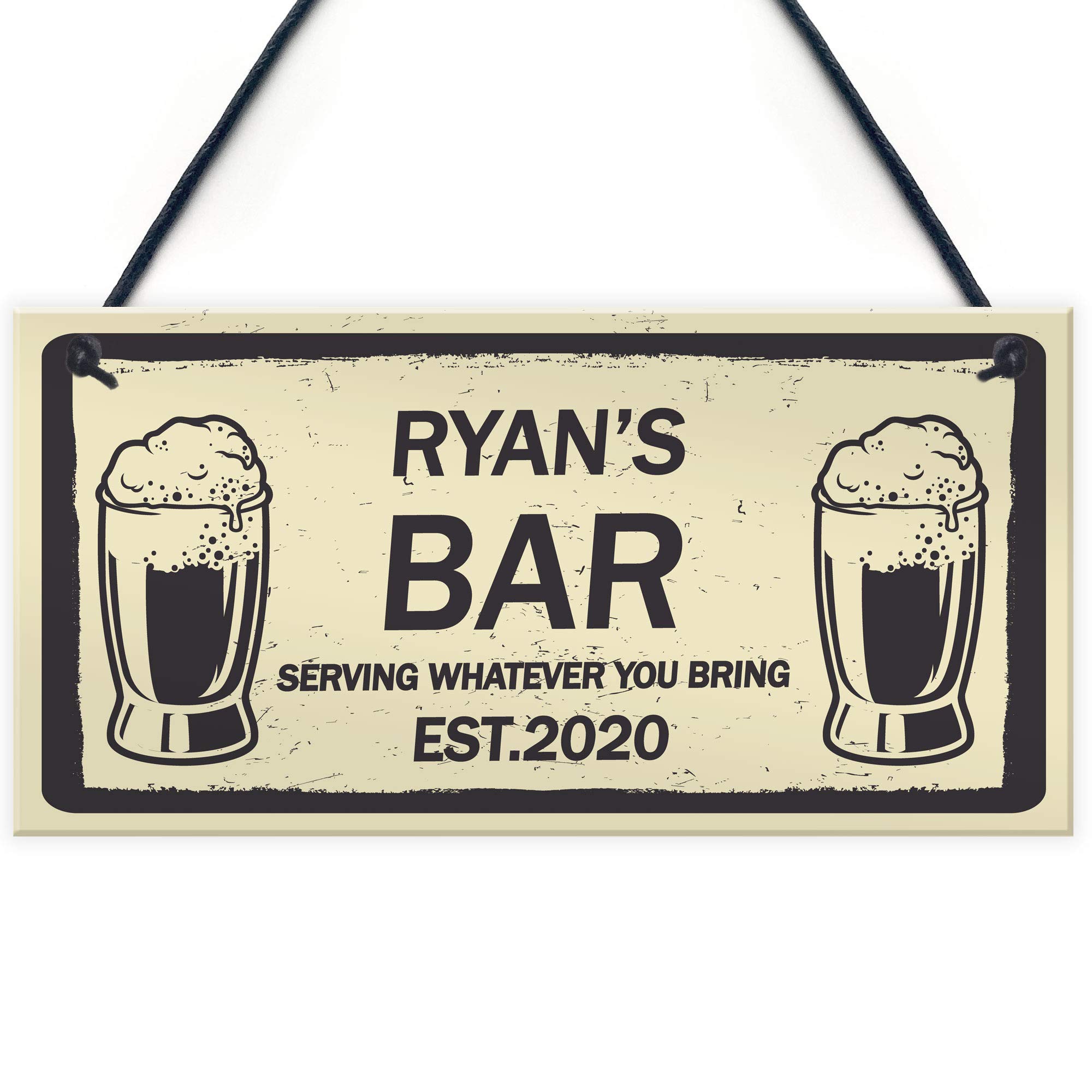 Red Ocean PERSONALISED Any Name Bar Sign Novelty Man Cave Sign Personalised Birthday Gifts For Him