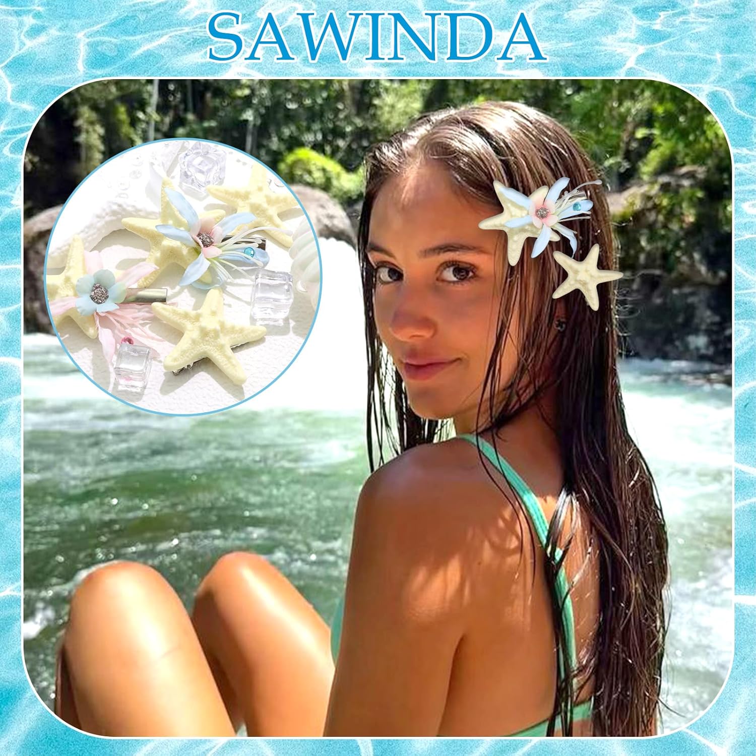 4Pcs Flower Starfish Hair Clips Sea Star Hair Barrettes Mermaid Hair Clips Seashell Clips for Hair Beach Hair Accessories for Women Girls - Image 6