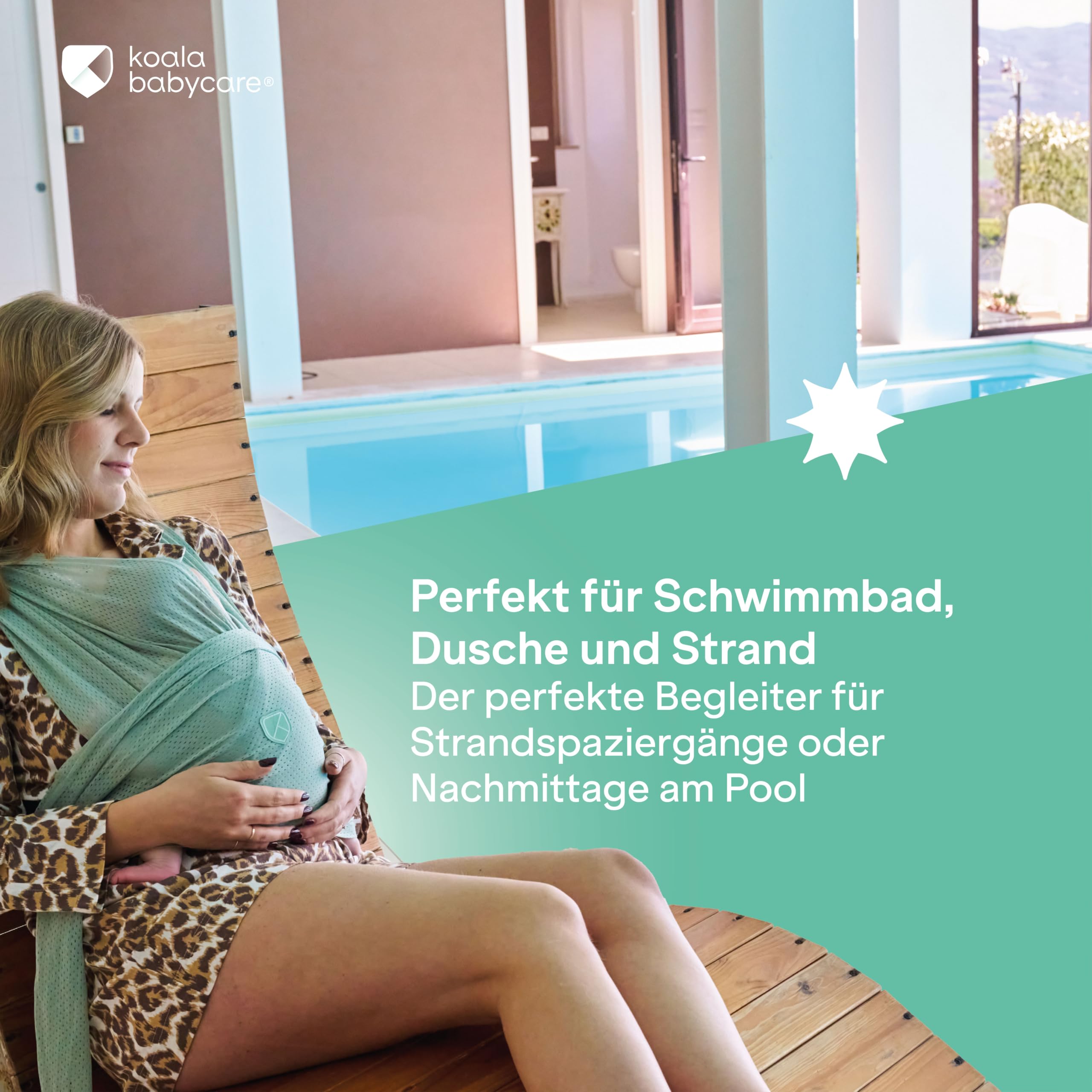 Koala Babycare Tragetuch Baby Neugeborene Sommer | Babytragetuch in Mesh für Baby bis 9kg | Wasser‑Sling für Strand, Pool, Dusche | Schnell trocknend, verstellbar, kompakt