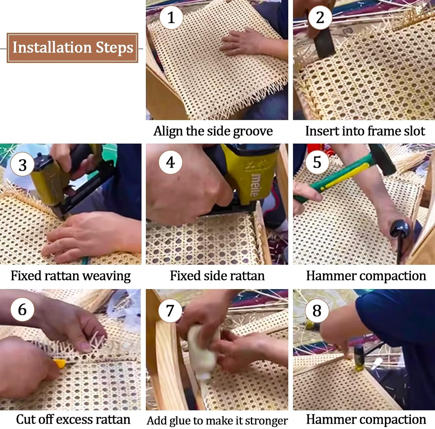 Cane Webbing Roll - Natural Rattan Caning Material for DIY Projects and Furniture Upgrades - Open Mesh Netting Sheet for Home Décor and Crafts