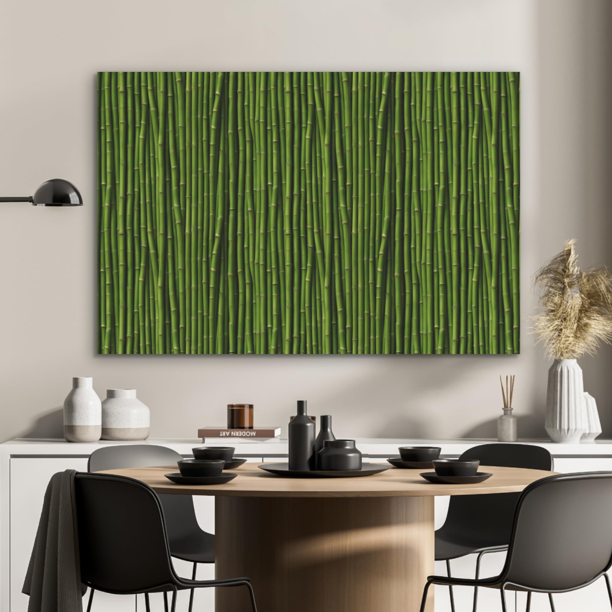 MuchoWow© Paneles Acusticos Decorativos 100x70 cm Acoustic Panel Acustico Decorativo Aislante Insonorizacion Decoracion Habitacion Diseño Moderno InsonorizarCurvo - Varillas - Verde - Bambú
