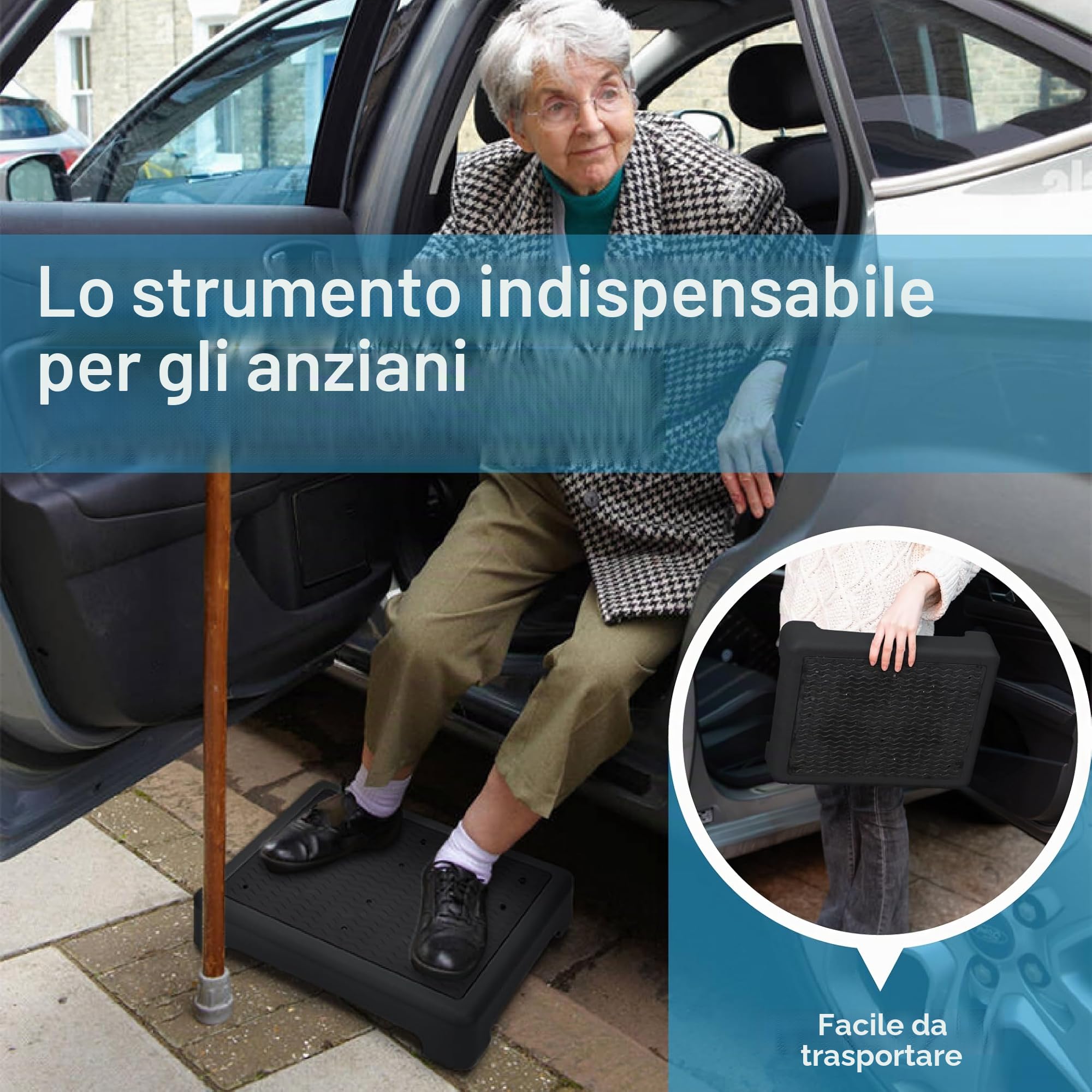 StrongTek Sgabello Half Step per Adulti e Anziani, Step Mobilità Plastica, Sgabello ergonomico da ufficio, altezza 3", antiscivolo, compatto e leggero, capacità 350 lbs