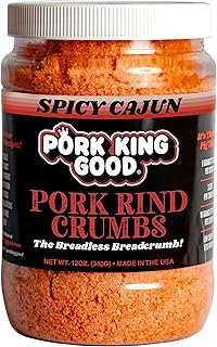 Pork King Good Spicy Cajun Low Carb Keto Diet Pork Rind Breadcrumbs!Perfect For Ketogenic, Paleo, Gluten-Free, Sugar Free and Bariatric Diets (Original) (Cajun, 12 Oz Jar)