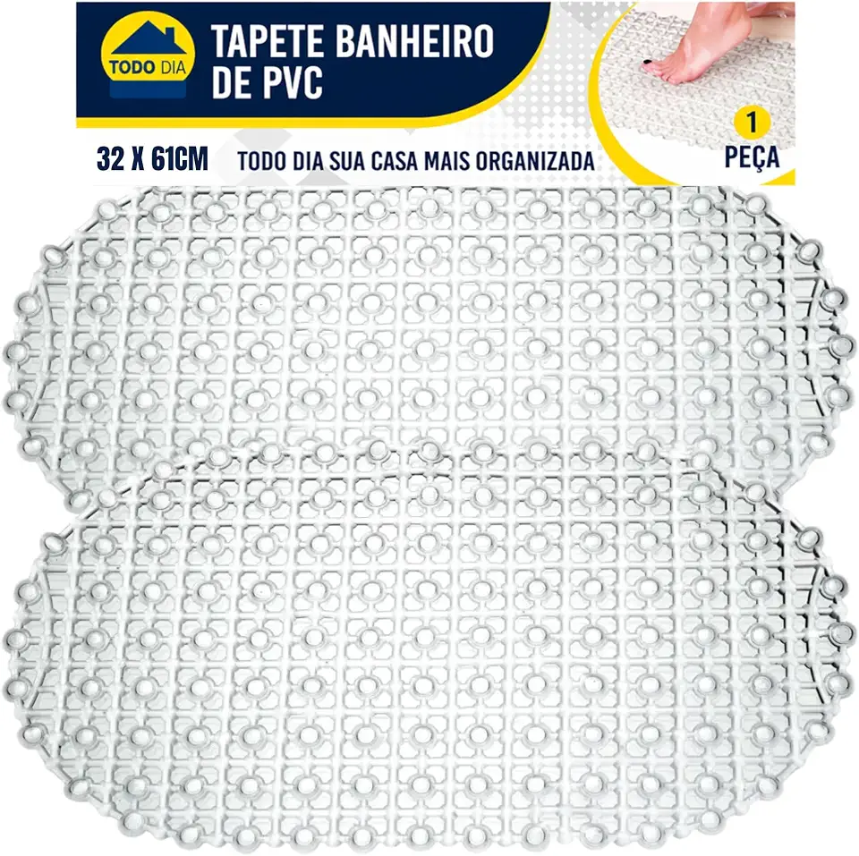 Kit 2 Tapetes Antiderrapante Banheiro Box PVC Transparente Ventosas Segurança Antimofo Para Idosos Crianças Banho Base Antideslizante Tapete Box Chuveiro Lavável Resistente 32x61cm