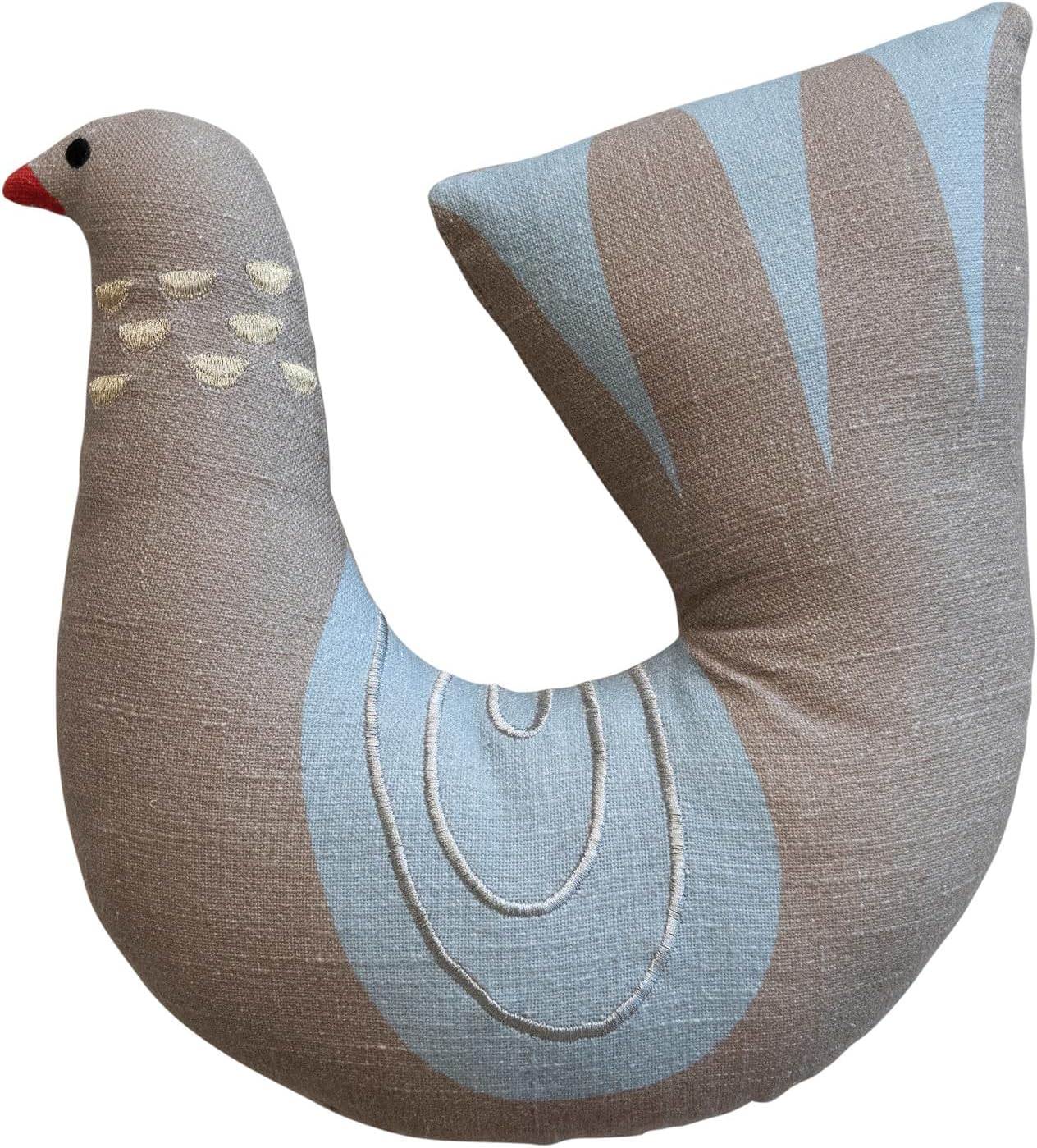 Almohada Decorativa Forma de Paloma con Bordado en Hilo Dorado