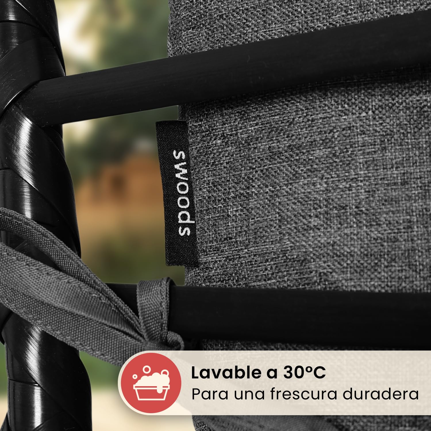 Swoods XXL Silla Colgante de Jardín - para Interior y Exterior - Silla Colgante con Base - Incluye Cojines - Resistente a la Intemperie - Carga máxima 150 kg