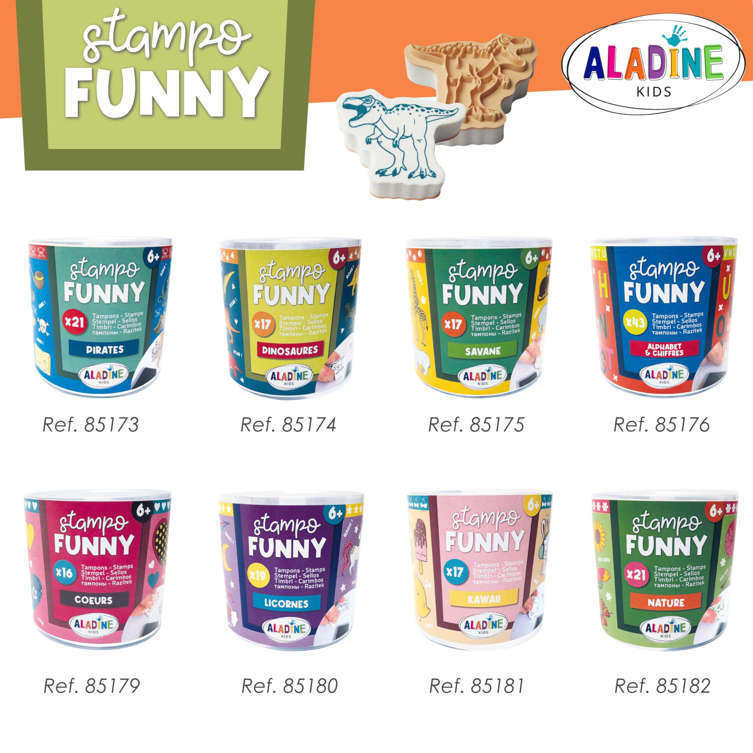 Aladine - Stemple Kawaii z czarnym tuszem - Pieczątka + czarny atrament - Funny Stempel - Kawaii Japan Manga - 2 do 5 cm - 85181