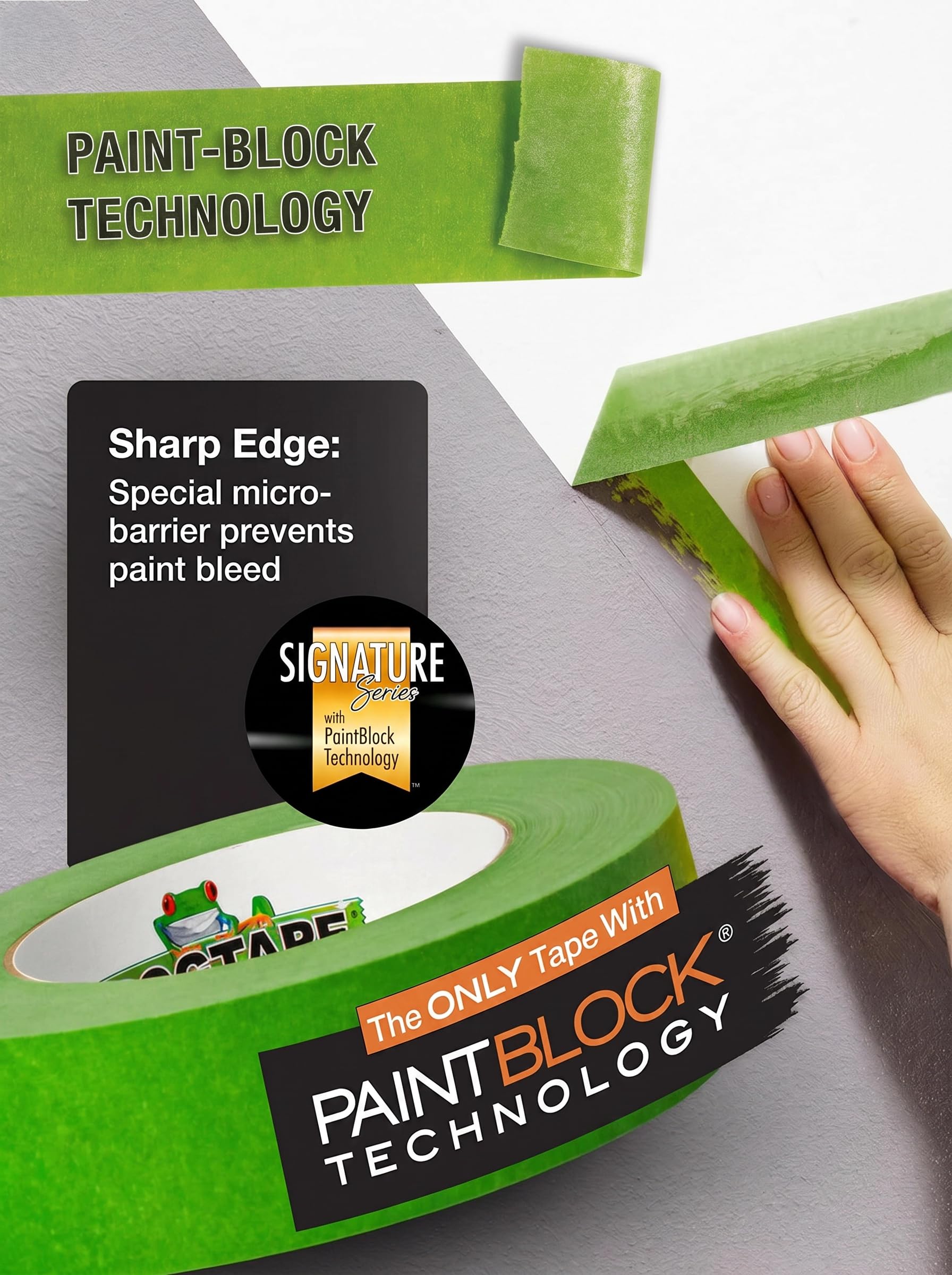 Frog Tape Multi Surface Cinta de Carrocero Verde, Tecnología PaintBlock, Cinta de Pintor para Madera Cristal y Metal, Bordes Muy Nítidos, Retirada Sin Residuos, Multisuperficie, 24mm x 55m Pack 3