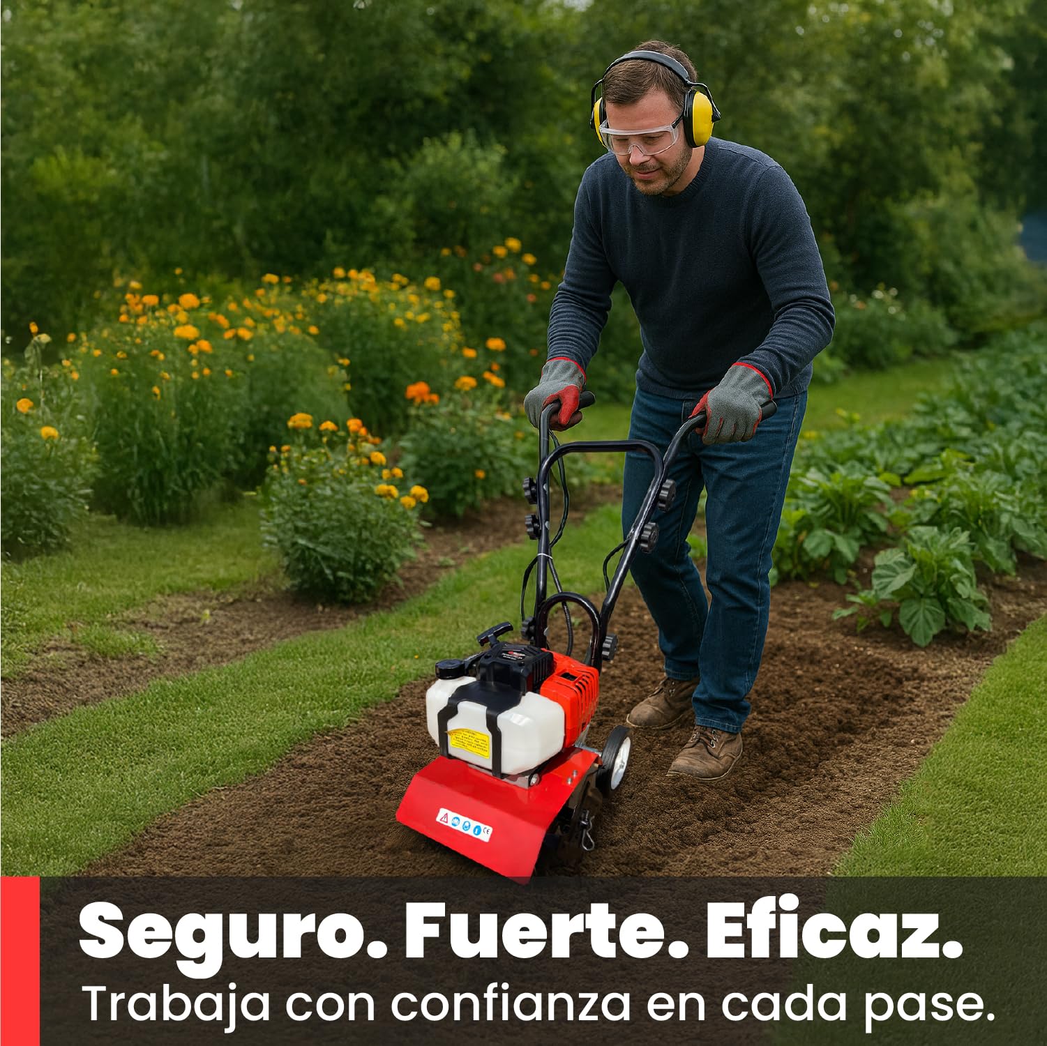 BU-KO 52CC Garden Tiller Engine 3HP 2 Tiempos Lawn Soil Cultivator Rotovator Motor Ligero Compacto Potente Sure Apretones Manijas Fabricadas para ser duraderas Dependiente - 1 AÑOS DE GARANTÍA