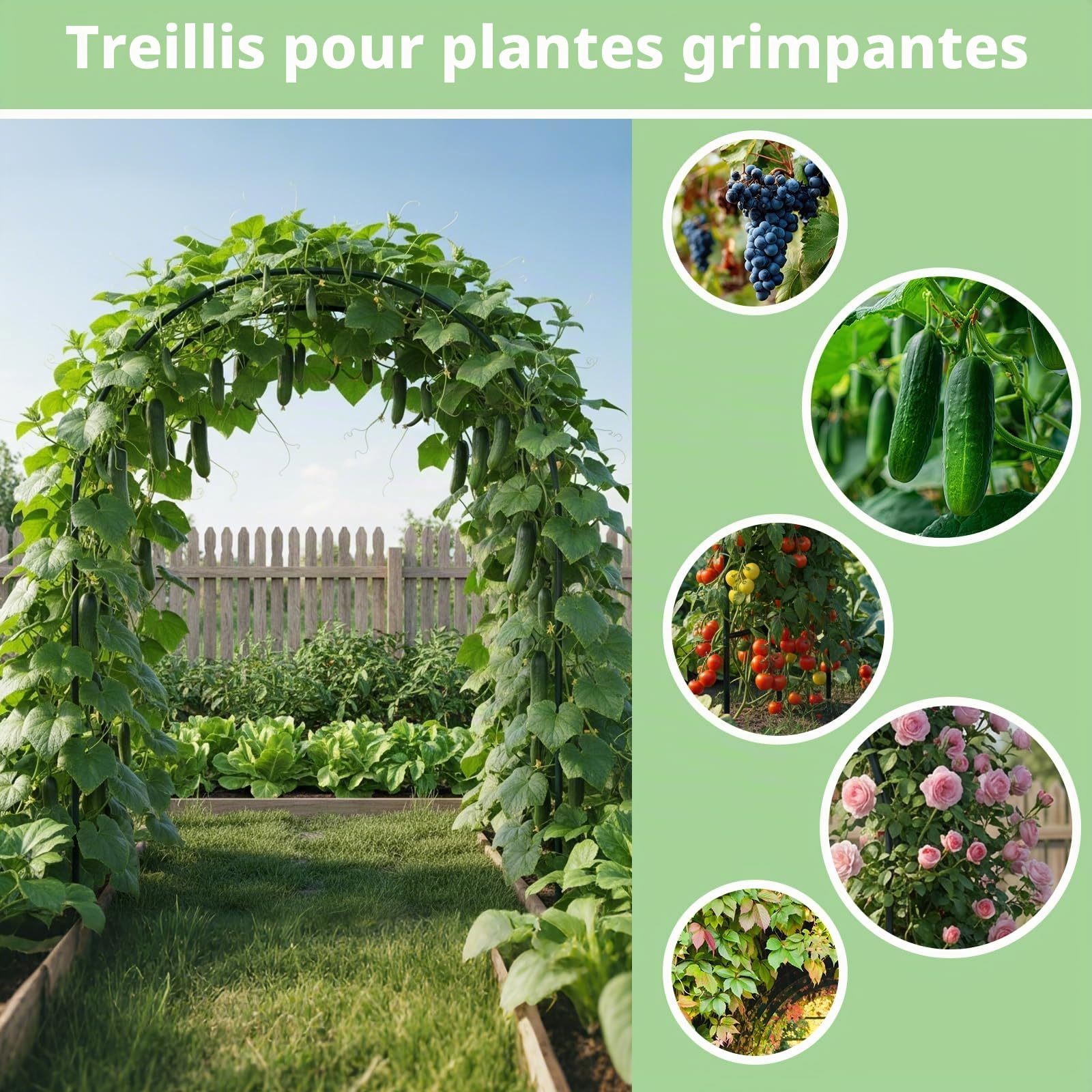 RUBFAC 1 Arche de Jardin en métal, décoration de Mariage et d'événement, Assemblage Libre, 2 Tailles pour diverses Plantes grimpantes, rosiers, vignes, décoration de fête de Mariage, Noir