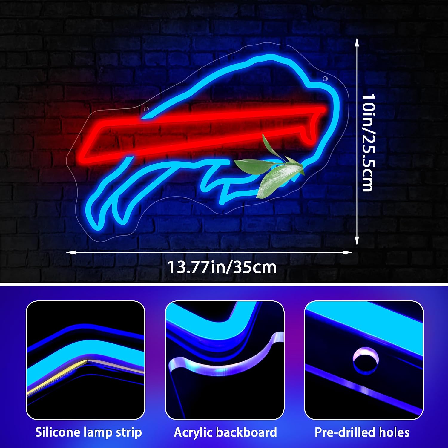 Football Neon Sign for Wall Decor Football Neon Light for Rugby Fans LED Sign for Man Cave Rugby Team Light for Club Garage Living Room Bar Birthday Gifts Size15.3 * 10.9In