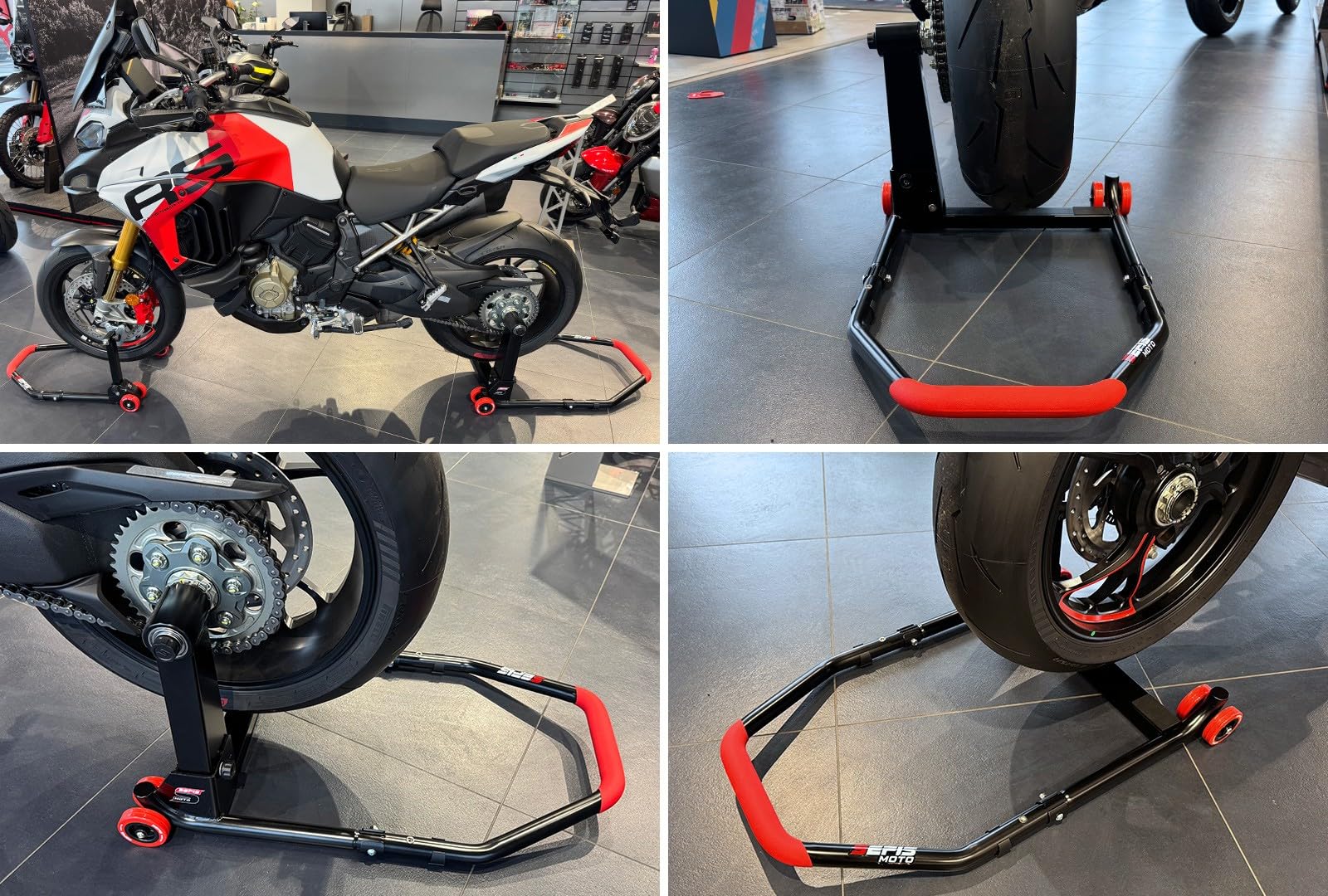 SEFIS M22 klappbarer hinterer Einarm Montageständer für Monoschwingen - linksseitig Motorradheber Serviceständer Heck Montageständer Hinten Motorrad Aufbocken (für Diavel/XDiavel)