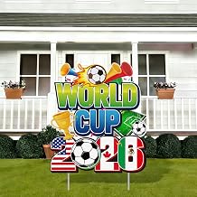 Vivantia 2026 Soccer Yard Signs, 38 Inch Large Soccer Cup Yard Sign with Stakes, World Soccer Lawn Signs, Soccer Theme Lawn Decor for Outdoor Sports Tournament Party Senior Night Decorations