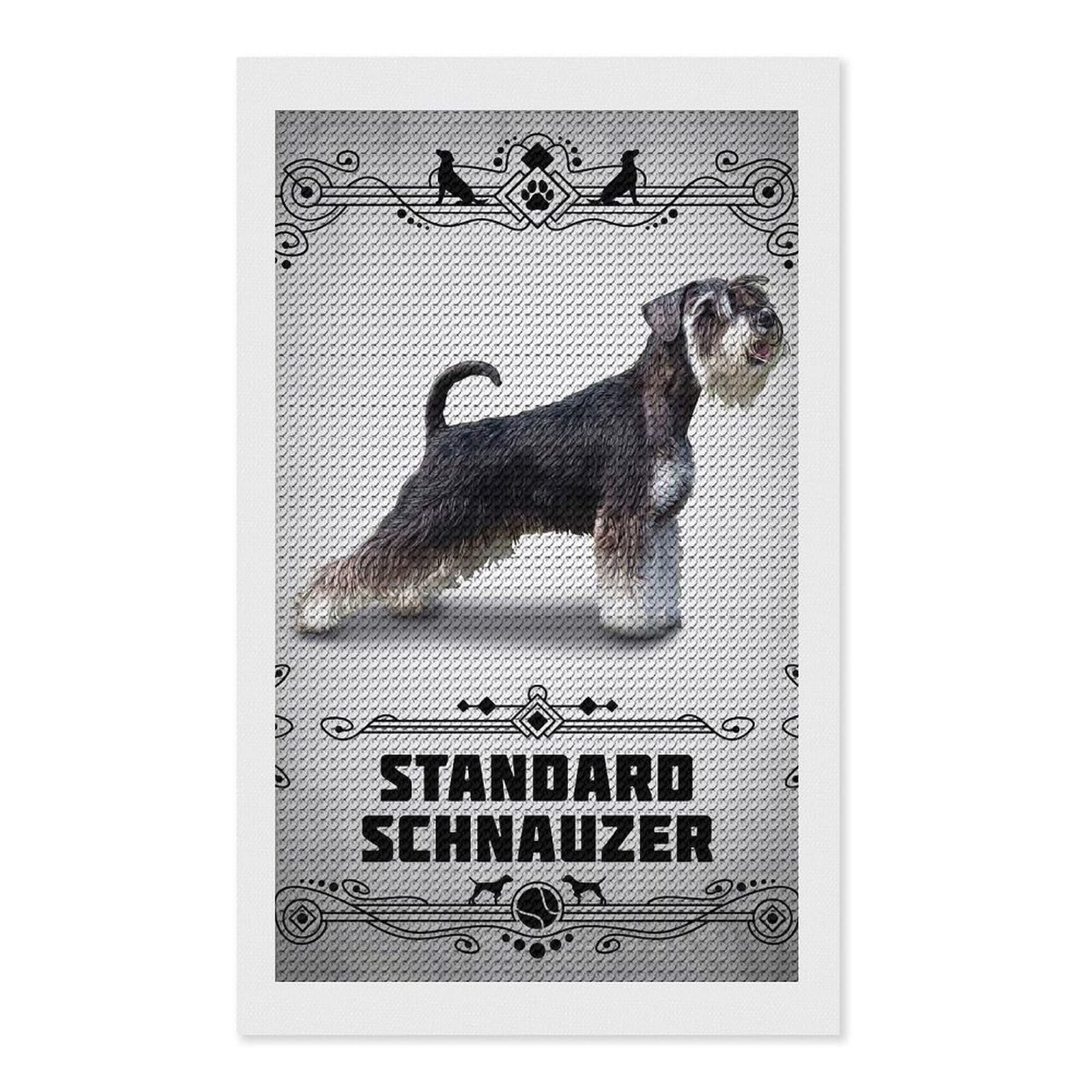 Junmoney Standard Schnauzer DIY Diamond Art Canvas Kit 12"x20", Christmas Gift, for Family Craft Time, Leisure Activity, Home Wall Art