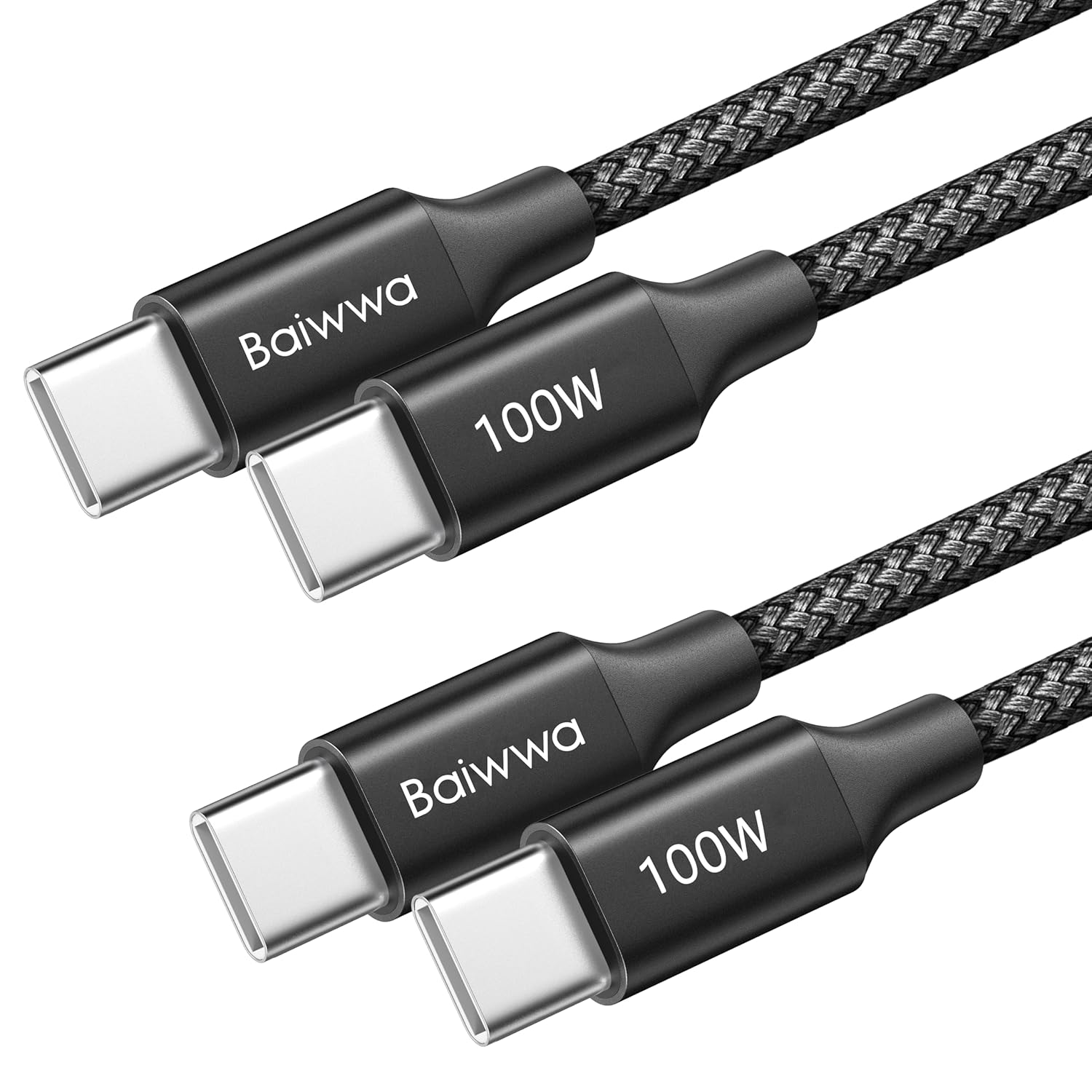 Baiwwa iPhone 16 Charger Cable 2M, 100W USBC to USBC Cable, 2Pack Fast