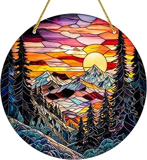 yafuidil Acrylic Stained Hanging - 1Pcs Forest Sunset Theme Window Hanging Stained Acrylic Window Hanging for Indoor Outdoor Decor, Garden Decoration or Housewarming Gift