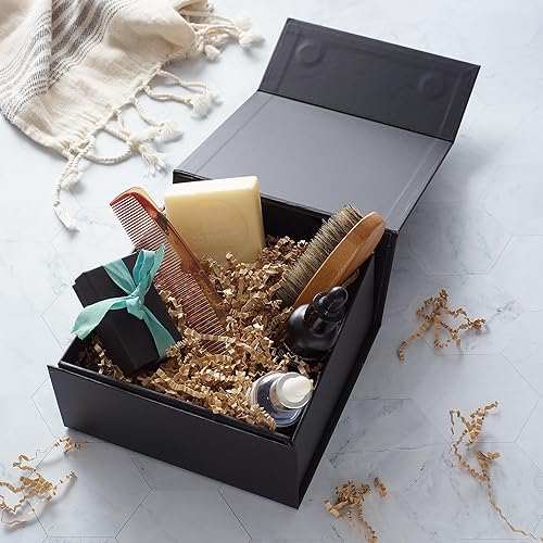 Miniatura 5 de CECOBOX Caja de regalo de 6 x 6 x 2.75 pulgadas, 5 unidades, cierre magnético plegable negro mate para embalaje de regalo, caja de propuesta de dama