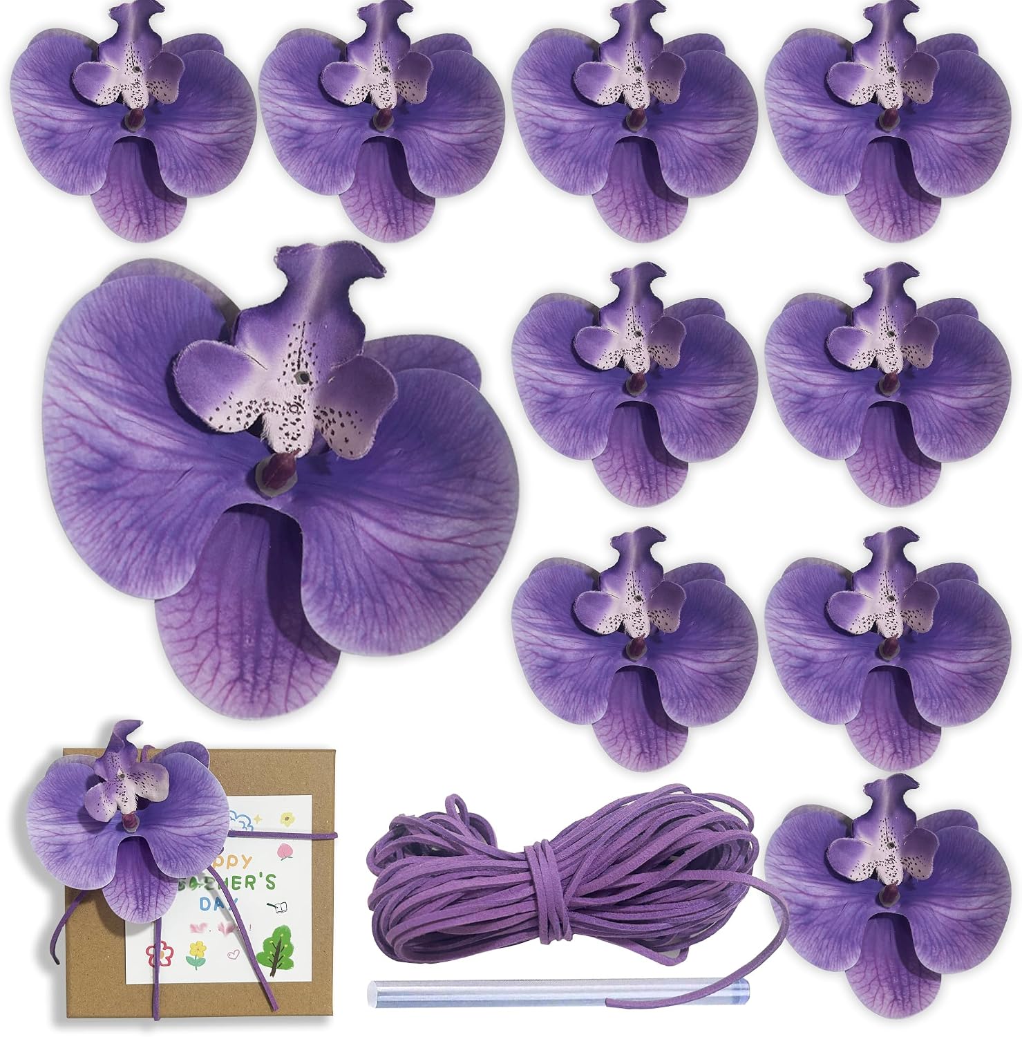 Bridesmaid Boxes Accessories - Phalaenopsis Decoration Elegant Purple Phalaenopsis Sets for Wedding Gifts Box Bridesmaid Boxes Birthday Valentines Day Anniversary (10PCS)