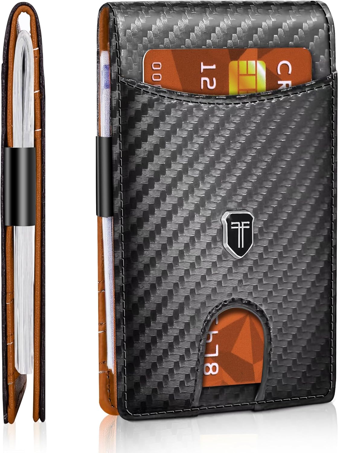 Slim Wallet for Men Minimalist Front Pocket Bifold Wallet ID Window Card Case with Money Clip Thin Credit Card Holder Gifts for Him