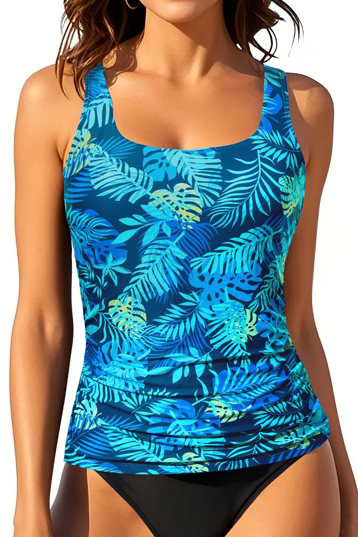 Tankini Tops for Women Tummy Control Swimwear Top Only No Bottom