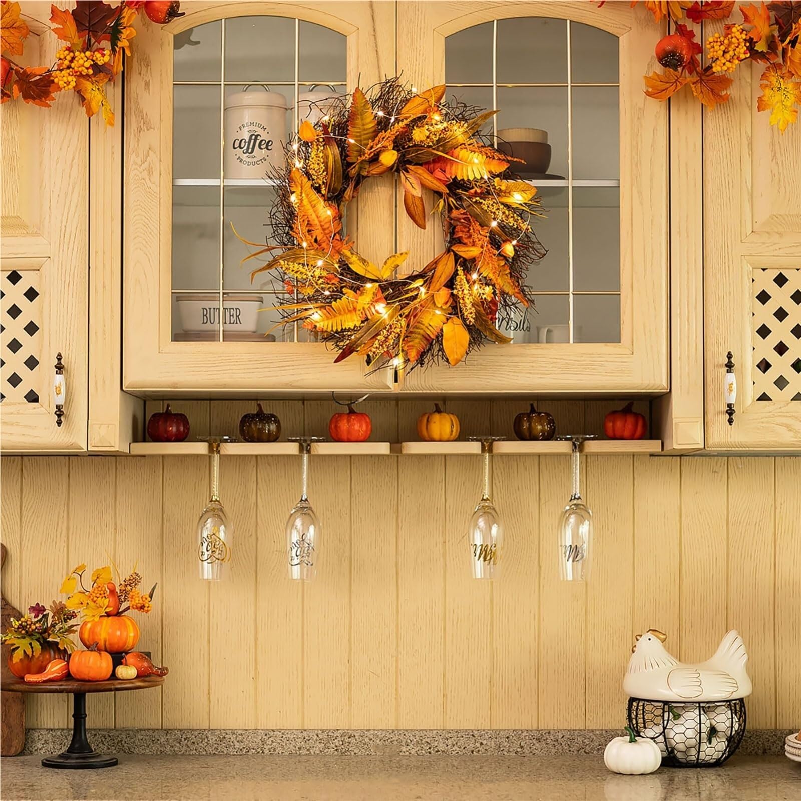 Weihnachtskranz Weihnachts-Türkranz, Winterkranz, Dekoration, Outdoor-Beflockung, Weihnachtskranz Deko(50cm)