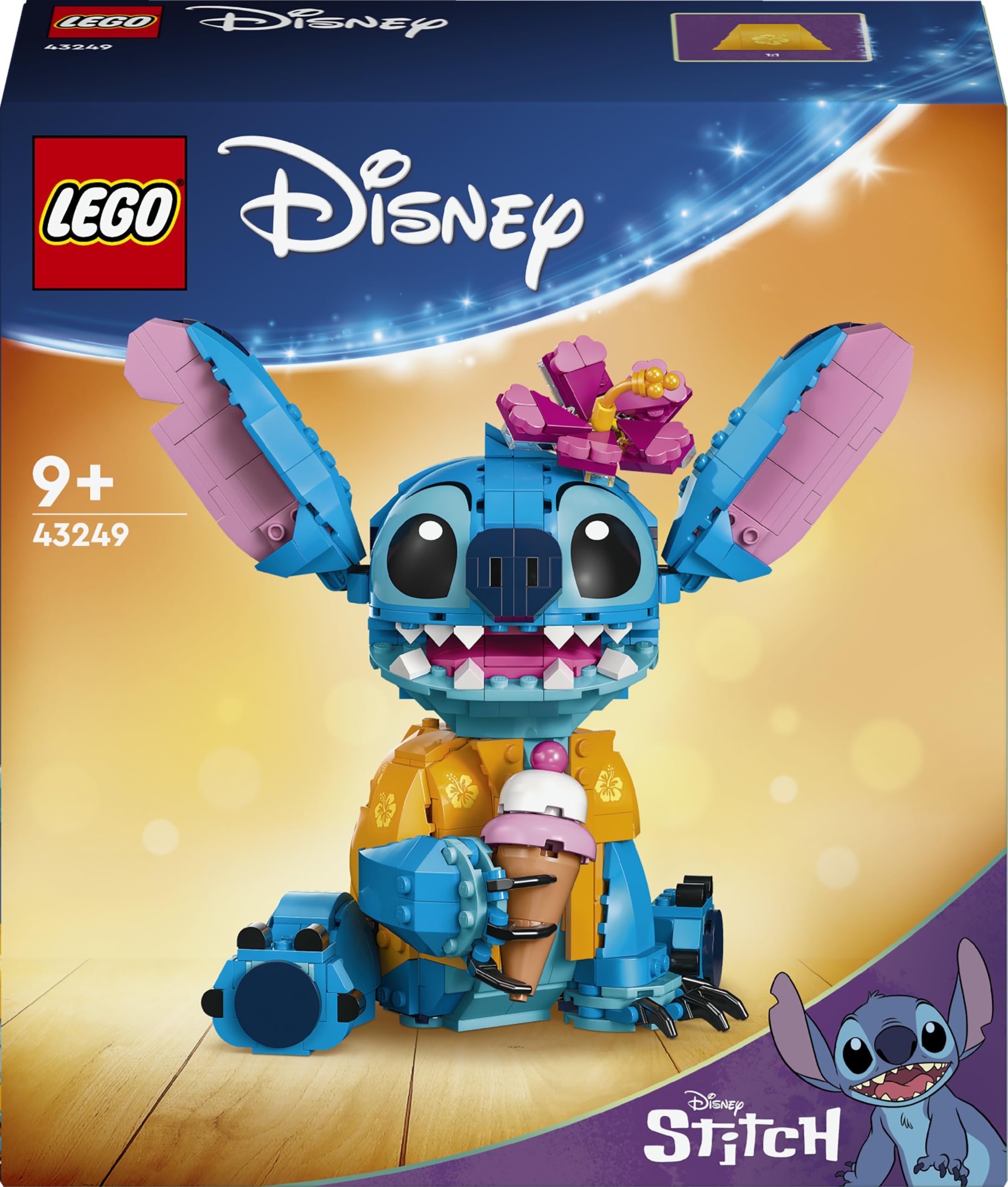LEGO | Disney Stitch Toy - Play & Display Figure with an Ice-Cream Cone & Decorative Flower - Gift for 9+ Year Old Girls, Boys & Lilo & Stitch Movie fans - 43249