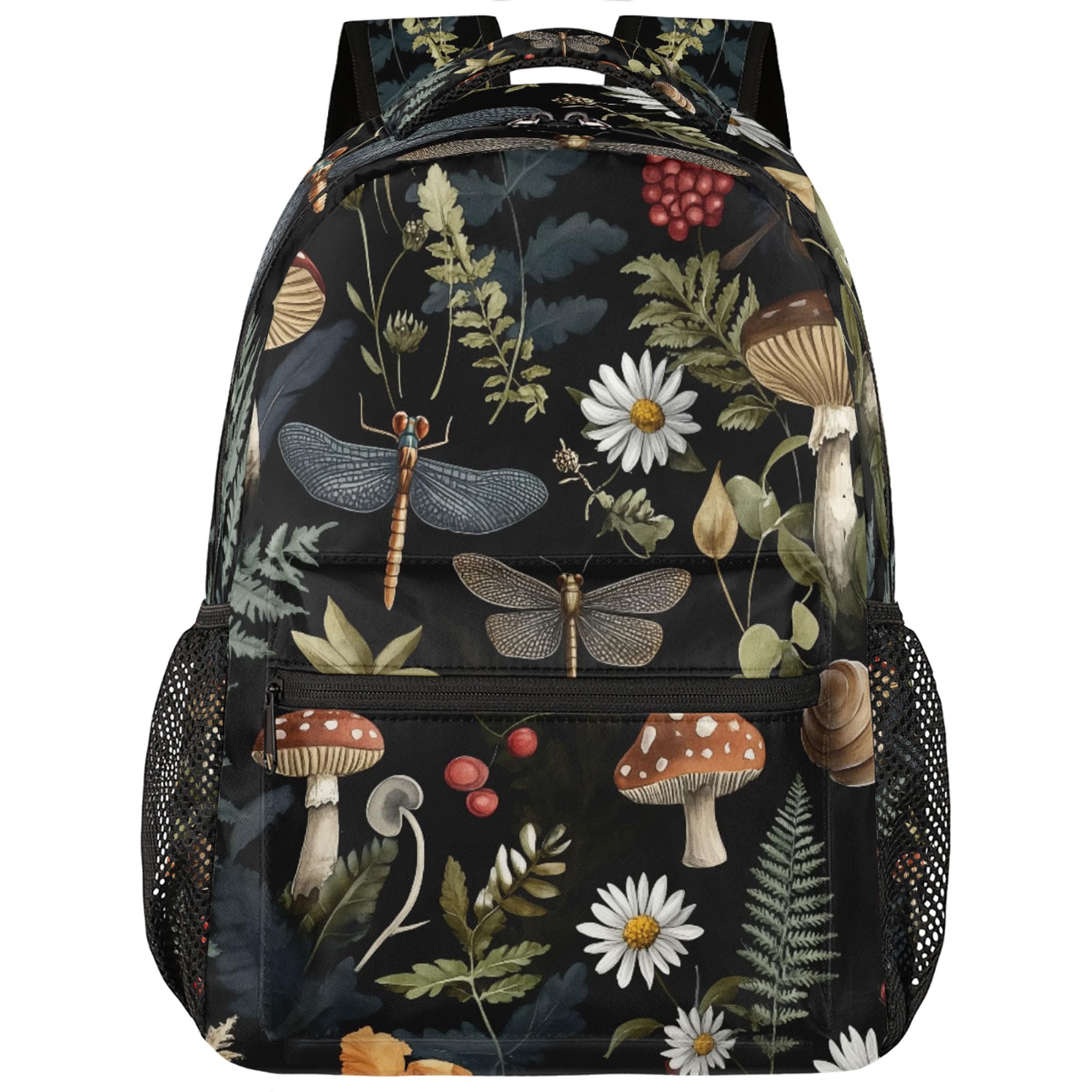 VQUVQV Kids Backpack for School, Vintage Mushroom Leaves Casual Travel Backpacks, Boys Girls Students Book Bag Daypack for Weekender Camping Outdoor