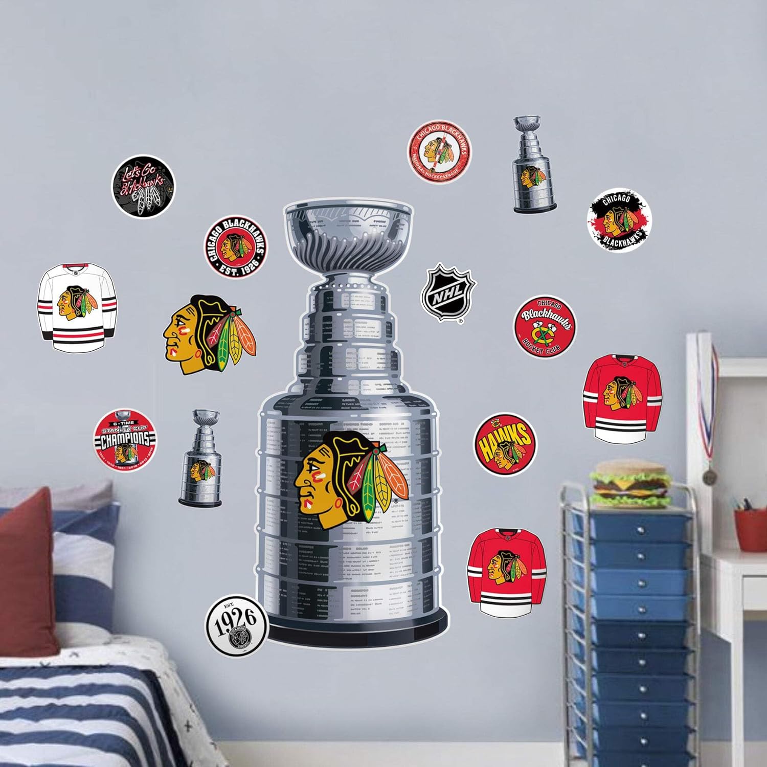 Sports Decor Chicago Blackhawks Repositionable Wall Decal Set - Stanley Cup