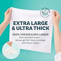 Vista 2 de Toallitas de baño extra grandes sin enjuague para adultos - 80 paños desechables para limpieza corporal para hombres, mujeres y personas mayores