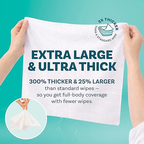 Miniatura 2 de Toallitas de baño extra grandes sin enjuague para adultos - 80 paños desechables para limpieza corporal para hombres, mujeres y personas mayores