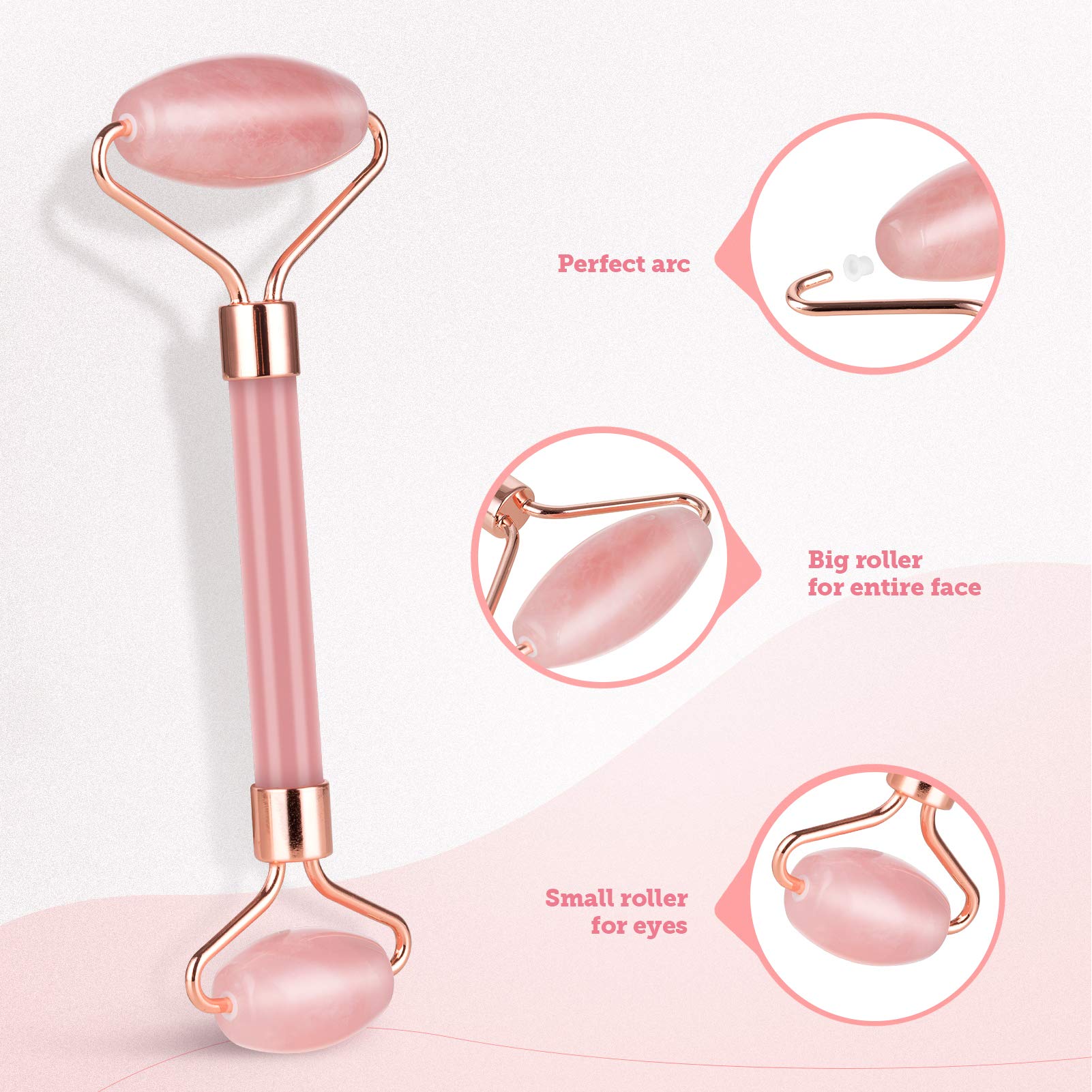 Rose Quartz Facial Roller Jade Roller Face Roller Massager for Face