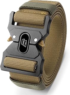 Tactical Belt, Men's Military Work Stretch Nylon Hiking Belts with Heavy Duty Quick Release Buckle