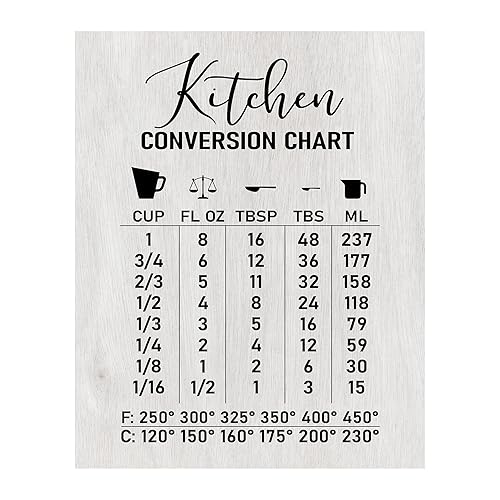 Miniatura 1 de Kitchen Conversion Chart- Rustic Cooking Measurements Wall Art Sign, Farmhouse Baking Wall Art Print, Perfect For Home Decor, Kitchen Decor & Dining