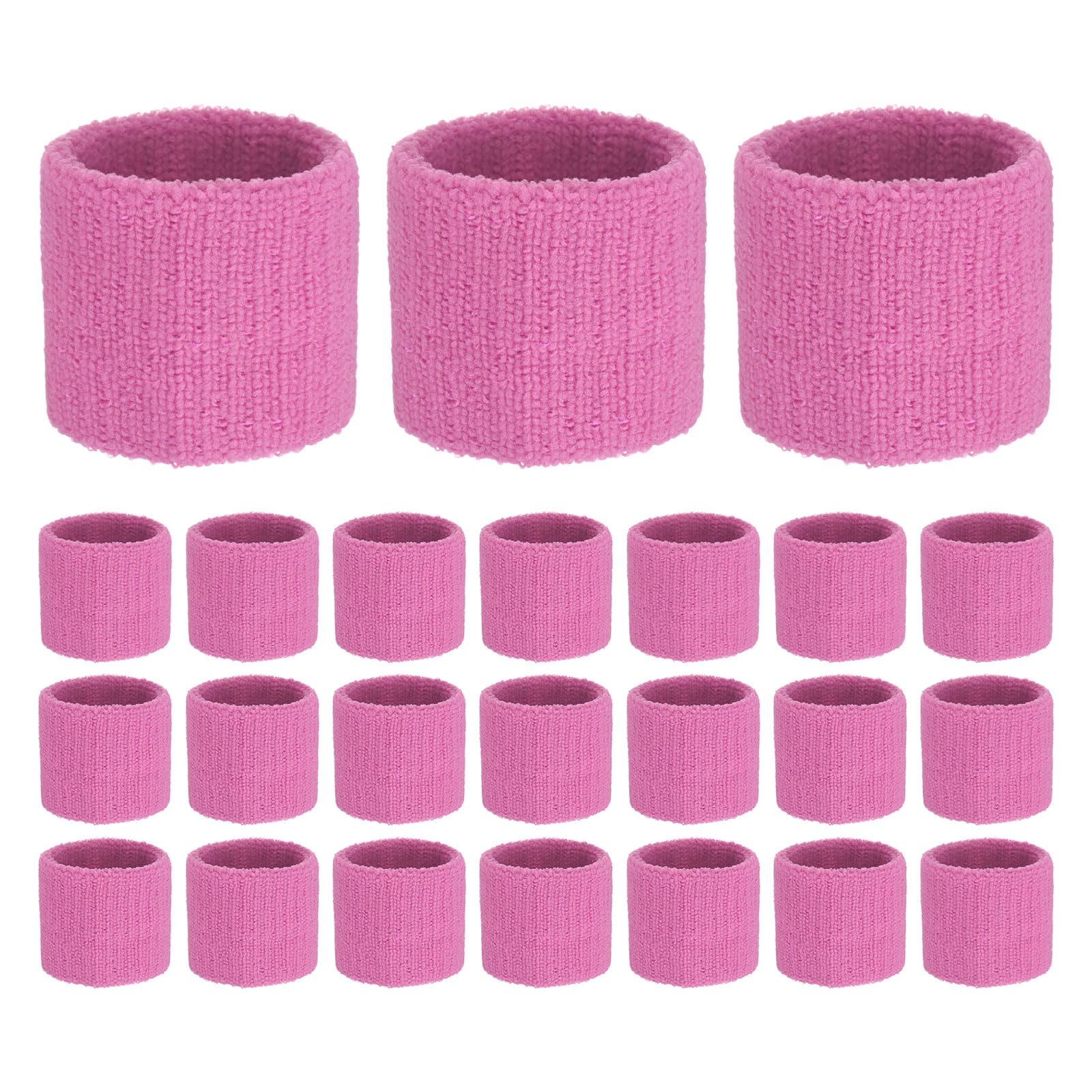 TIXIPEM Sports Sweatbands [24PCS] - Cotton Terry Cloth Wristbands Sweat Absorbent Use for Workout & Basketball & Running - [Pink-5CM W] Sweatbands Sports Wristband for Adult Teen