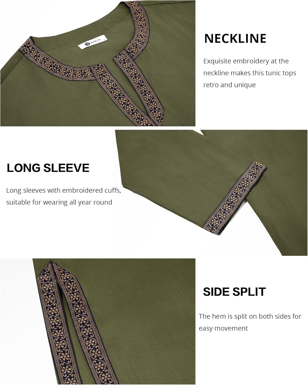 Runcati Mens Medieval Pirate Shirt Renaissance Viking Knight Warrior Tunic Tops Long Sleeve LARP Halloween Costume - Image 5