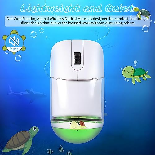 Miniatura 3 de Ratón inalámbrico, bonito diseño de agua transparente, mouse de agua con precisión óptica, clics silenciosos, ligero y flotante, estilo retro