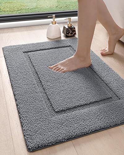 Miniatura 19 de DEXI Alfombras de Baño de 36 x 24 pulgadas, lavables antideslizantes para suelo de ducha, tapete de baño absorbente de secado rápido con respaldo de