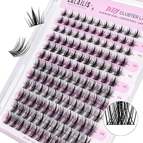 CALAILIS Pestañas en racimo, 132 unidades, extensiones de pestañas rizadas en D, extensiones de pestañas de megvolumen reutilizables, pestañas