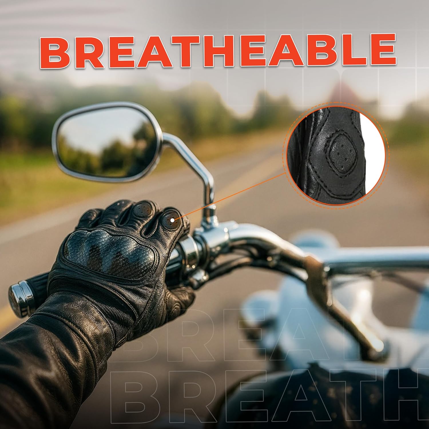 DS Daniel Smart Motorcycle Gloves for Men – Premium Leather Gel Padded Breathable Hard Knuckle Biker Gloves