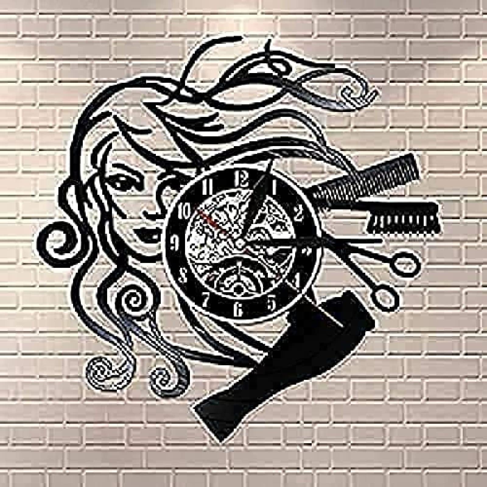 Wall Clocks For Living Room Hairstyle Beauty Salon Hairdressing Salon Barber Shop Retro Black Wall Clock Hairdressers Clock Mechanism