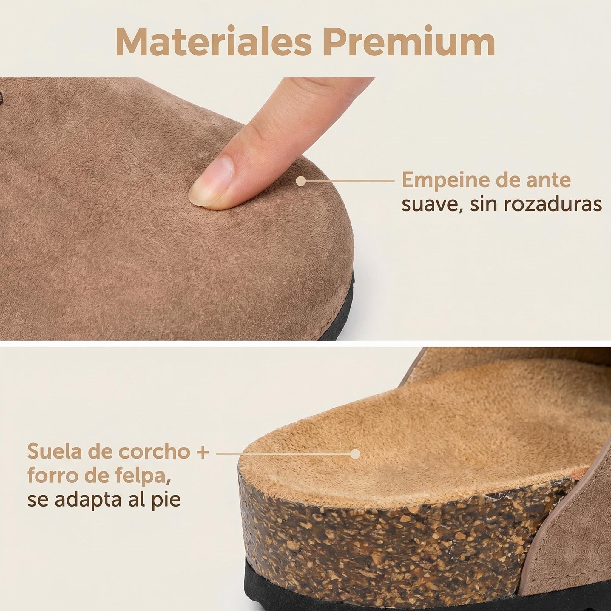 Zuecos Mules Mujer Cómodos de Corcho Cerrados con Hebilla Ajustable Pantuflas Antideslizantes para Casa Trabajo Jardín, Sandalias Casual Negro Marrón Beige 36-41