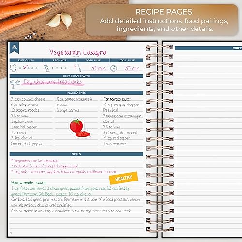 Miniatura 3 de Clever Fox Libro de recetas en espiral, haz tu propio libro de cocina familiar, organizador de cuadernos de recetas en blanco, diario de cocina