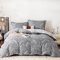 Vista 29 de OAITE - Juego de funda de edredón individual con patrón floral de 600 hilos, ultrasuave, 100% algodón, fibra larga, juego de 3 piezas, transpirable