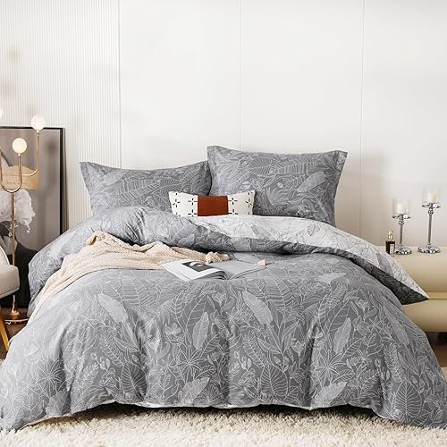 Miniatura 29 de OAITE - Juego de funda de edredón individual con patrón floral de 600 hilos, ultrasuave, 100% algodón, fibra larga, juego de 3 piezas, transpirable