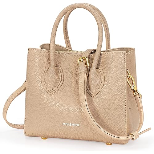 molshine Small Genuine Leather Handbag,Luxury Purse,Satchel Crossbody Bag with Shoulder Strap for Women Lady