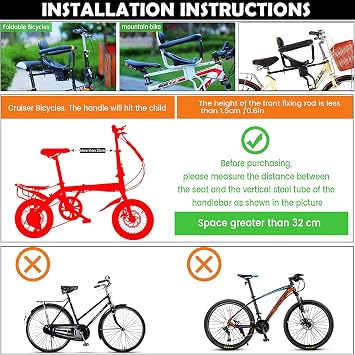 Honeyhouse Child Bike Seat | Child Safety Carrier Front Mount Baby Seat with Armrest and Foot Pedals | Adjustable Safety Seat for Kids Infant Toddler (UP to 41 kg)