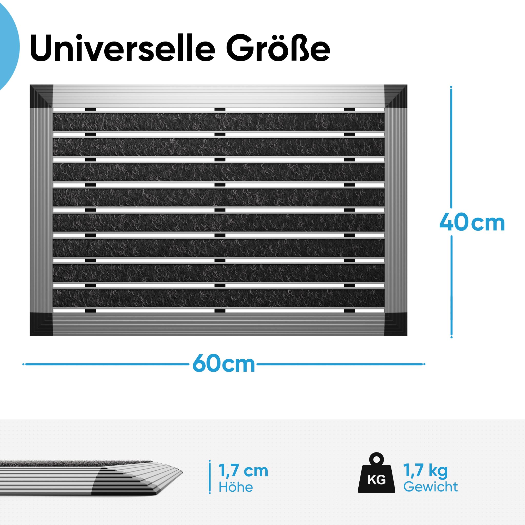 Paillasson Extérieur En Acier Inoxydable Avec Cadre Amovible - 58x38 Cm, Tapis Caoutchouc Picots