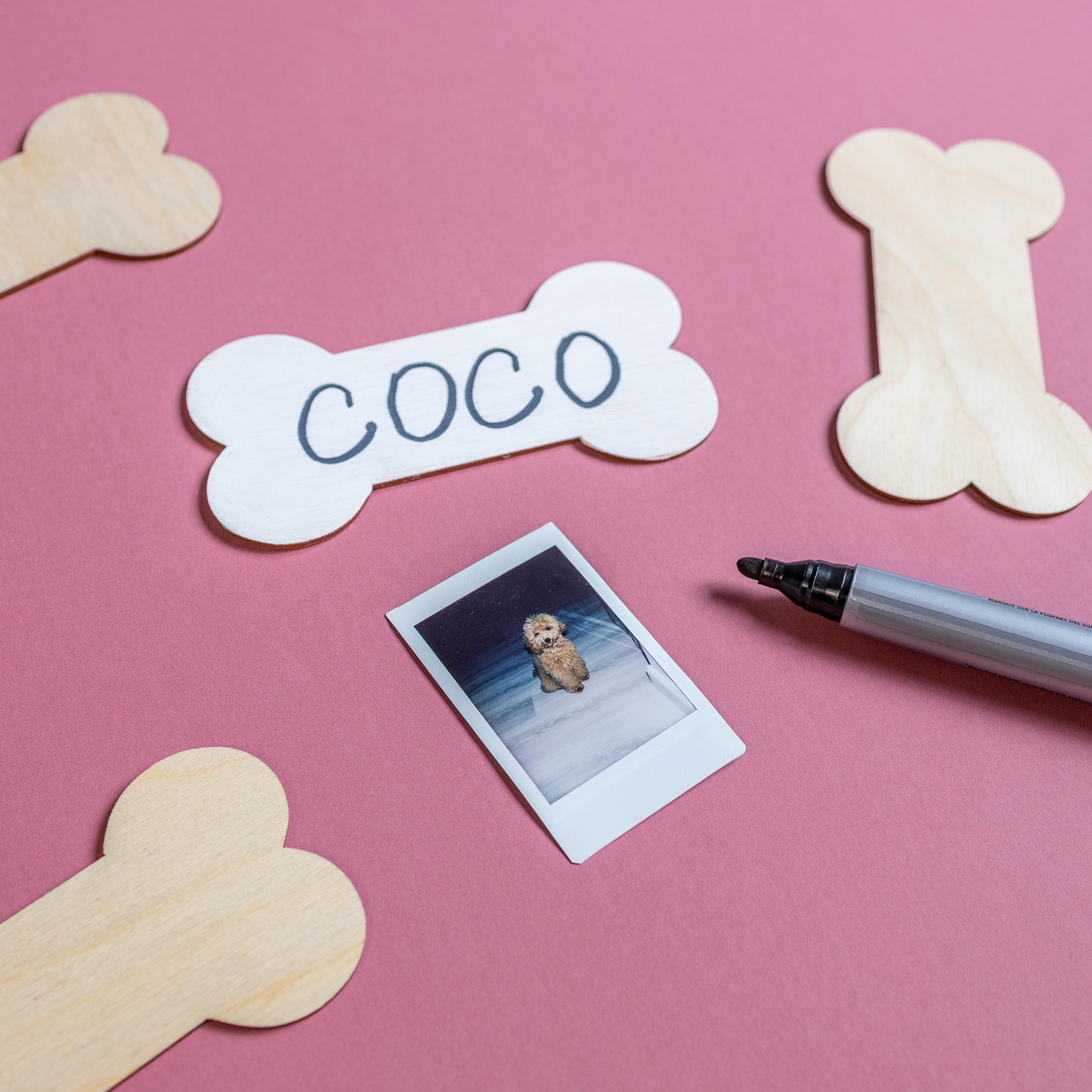 Image secondaire de Creative Deco 10 x Formes Os de Chien | 15x7,5cm | Découpes en Bois Contreplaqués Non Peints | Decoration à Accrocher Peindre Dé