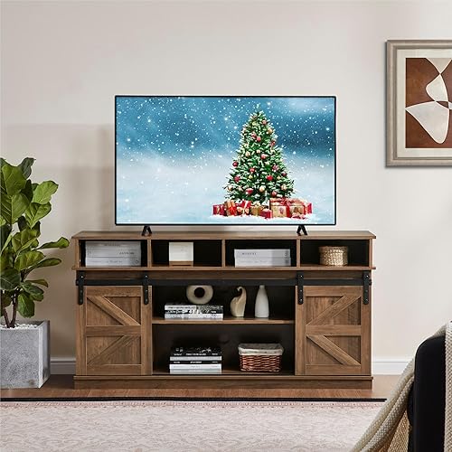 Soporte de TV para sala de estar, centro de entretenimiento con almacenamiento, se adapta a TV de 65 pulgadas, gabinete de TV tradicional americano